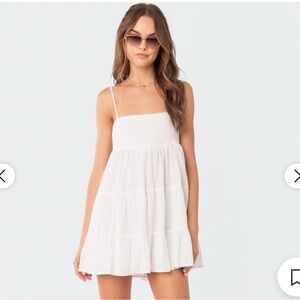 Zara white smocked tiered mini dress